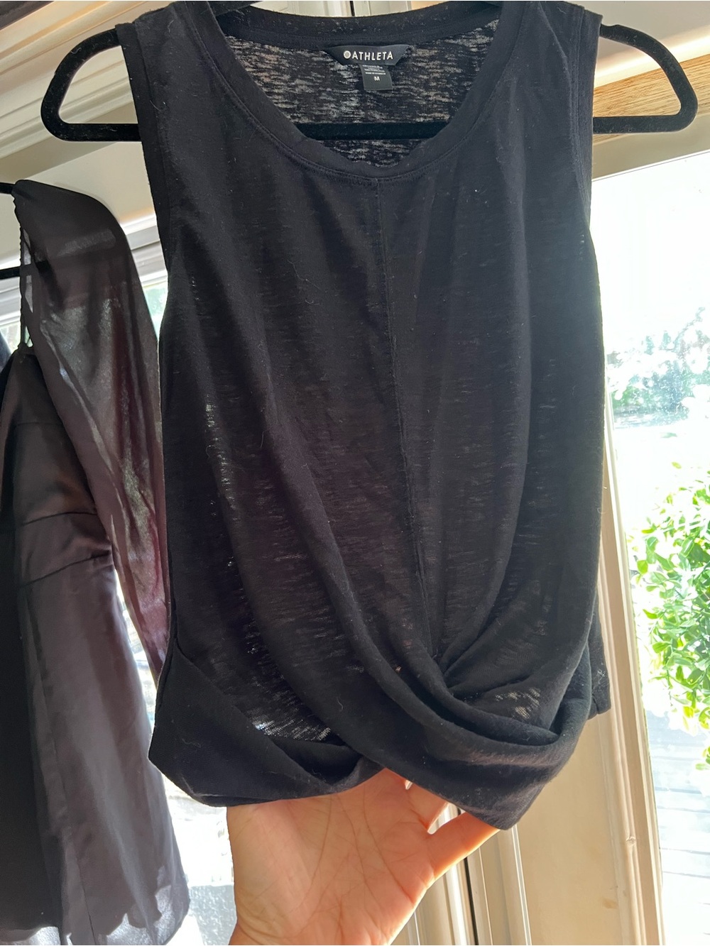 Athleta Black Twist-Front Sleeveless Tank